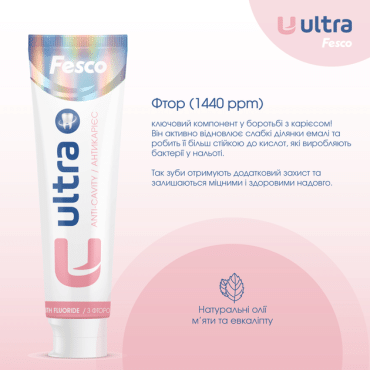 Зубна паста від карієсу Fesco Ultra Anti-cavity, 100мл фото 3