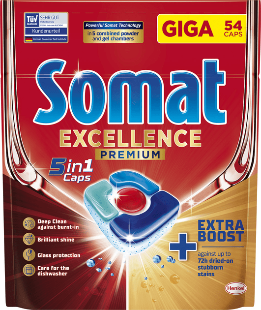 Капсули для посудомийної машини Somat Exellence 5-в-1, 54 шт.