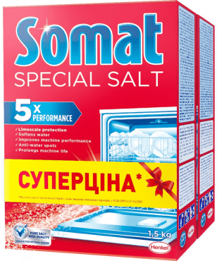 Соль для посудомоечной машины Somat 3X действие Duo, 1,5 кг+1,5 кг