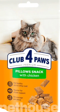 Лакомства для котов CLUB 4 PAWS подушечки с курицей, 60 г