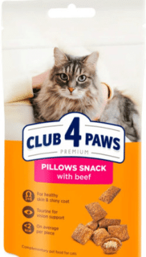 Лакомства для котов CLUB 4 PAWS подушечки с говядиной, 60 г