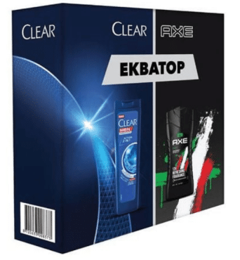Подарочный набор Clear Экватор (Clear шампунь 2 в 1, 225 мл + Axe гель для душа, 250 мл), 1 шт