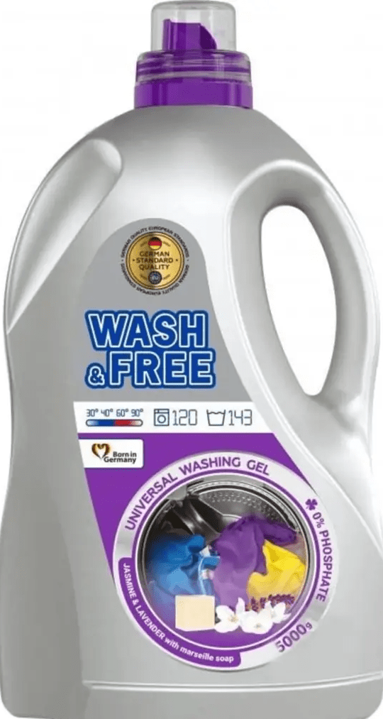 Гель для прання Wash&Free універсальний Жасмин і лаванда з марсельським милом 120 прань 5 л