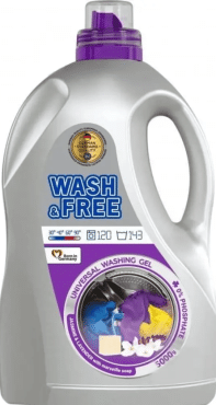 Гель для стирки Wash&Free универсальный Жасмин и лаванда с марсельским мылом 120 стирок 5 л