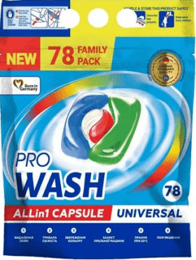 Капсули для прання ProWash All in 1 Universal, 78 циклів прання, 78 шт.