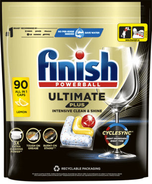 Капсулы для мытья посуды в посудомоечных машинах лимон Finish ultumate plus all in 1, 90 шт