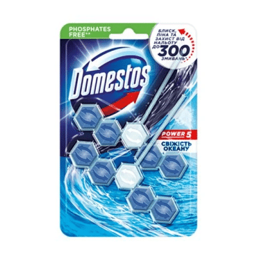 Блок для очищения туалета Domestos Power 5 Свежесть океана, 2*55 г