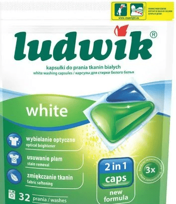 Капсули для прання Ludwik 2 в 1 для білих тканин 32 шт.