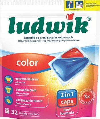 Капсули для прання Ludwik 2 в 1 для кольорових тканин 32 шт.