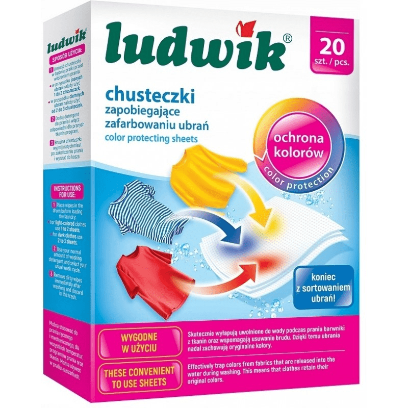 Салфетки для стирки Ludwik защита от окрашивания одежды 20 шт.