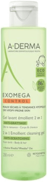Смягчающий и очищающий гель 2 в 1 для душа и волос A-Derma Exomega Control Emollient Cleansing Gel 2 in 1, 200 мл