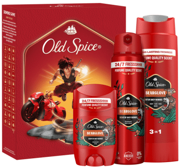 Подарочный набор Old Spice Anime Bearglove: стек дез 50 мл + дез спрей 150 мл + гель для душа-шампунь 2в1 250 мл фото 1