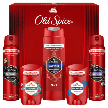 Подарунковий набір Old Spice Discovery Box гель для душу-шампунь 250 мл + дез спрей 150 мл +дез спрей 150 мл +дез стік 50мл +дез стік 50 мл фото 1