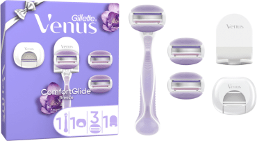 Подарунковий набір для жінок Venus станок для гоління ComfortGlide Breeze з 3 змінними картриджами + дорожній футляр + кріплення фото 1