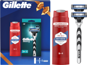 Подарочный набор для мужчин Gillette бритвенный станок Mach3 с 2 сменными картриджами + гель для душа Old Spice 3-в-1 Whitewater 250 мл фото 1