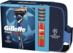 Подарочный набор для мужчин Gillette UEFA Champions League Special Edition Станок Fusion5 Proglide Flexball с 4 сменными картриджами + гель для бритья Fusion для чувствительной кожи 200 мл + косметичка