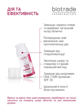 Крем для обличчя Biotrade відновлювальний Acne Out SPF 30, 30 г фото 2