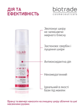 Крем-уход для лица с успокаивающим эффектом Biotrade ACNE OUT Гидро Актив 60 мл фото 1