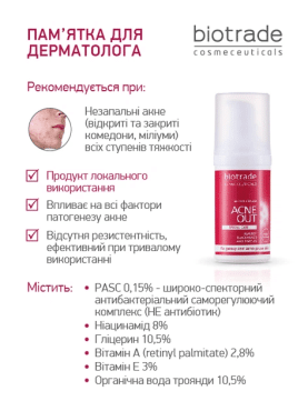 Крем для проблемной кожи склонной к акне или угревой сыпи Biotrade ACNE OUT 30 мл фото 4
