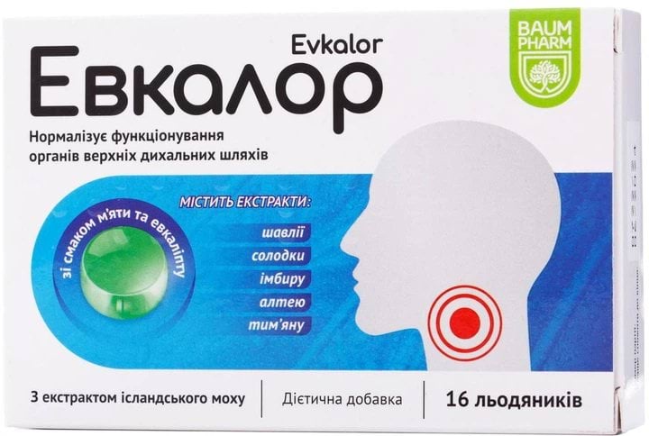 Льодяники Евкалор м'ята-евкаліпт 16, 40 г