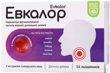 Льодяники Евкалор чорна смородина 16, 40 г