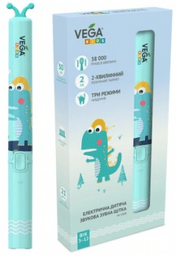 Электрическая детская звуковая зубная щетка VEGA kids vk-500b бирюзовая