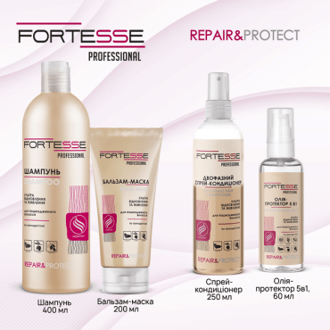Олія-протектор 5 в 1 Fortesse pro repair & protect експрес відновлювальна для сухого пошкодженого волосся 60 мл фото 4