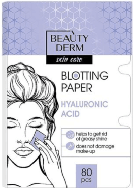 Серветки матуючі для обличчя Beauty Derm з гіалуроновою кислотою 80 шт
