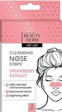 Полоски для носа очищающие Beauty Derm с экстрактом клубники 3 шт