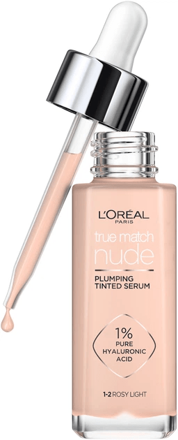 Гіалуронова тональна сироватка для обличчя L`Oréal Paris true match nude відтінок 1-2, 30 мл