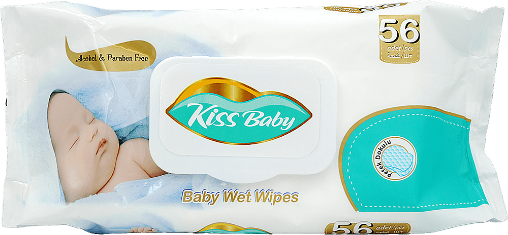 Kiss Baby влажные детские салфетки с клапаном, 56 шт