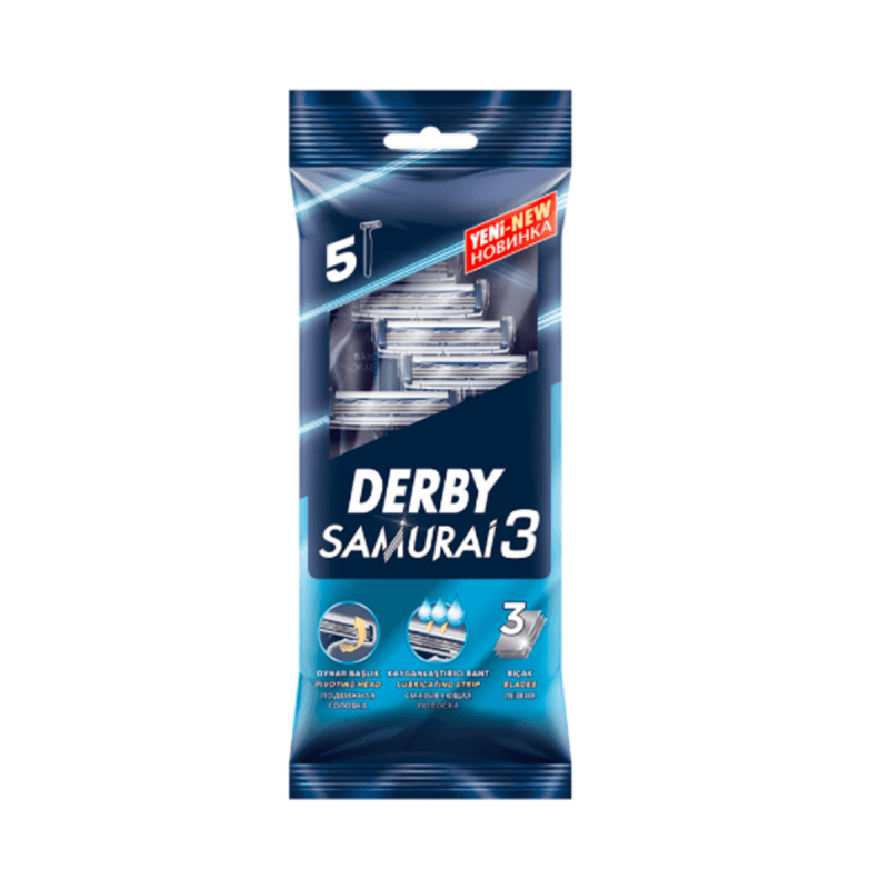 Станки одноразові чоловічі Derby Samurai 3, 3 леза, 5 шт