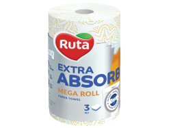 Бумажные полотенца Ruta Selecta Mega roll 175 отрывов 3 слоя Белые, 1 рулон