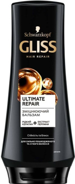 Зміцнюючий бальзам GLISS Ultimate Repair для сильно пошкодженого та сухого волосся 200 мл