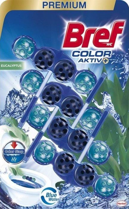 Твердый туалетный блок Бреф Цветная вода Эвкалипт Квадропак, 4 ш. x 50 г