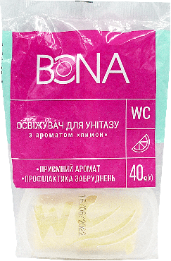 Засіб для унітазу Bona освіжаючий Лимонний корзинка, 40 г