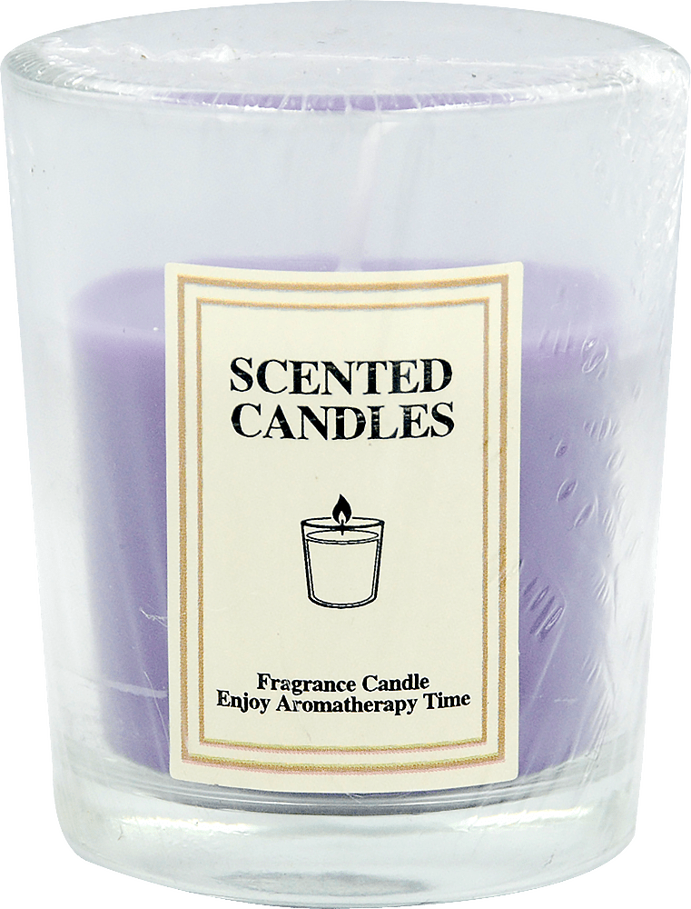 Свеча ароматическая в прозрачном подсвечнике 60/51мм, Лаванда, 1шт арт. HW70799-2