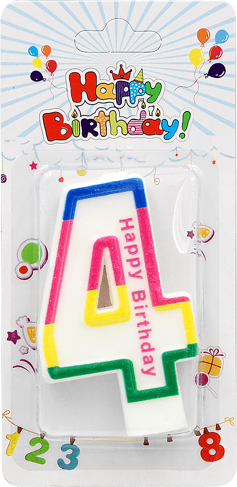 Свеча-цифра на торт №4 GL1118 (к22), 1шт