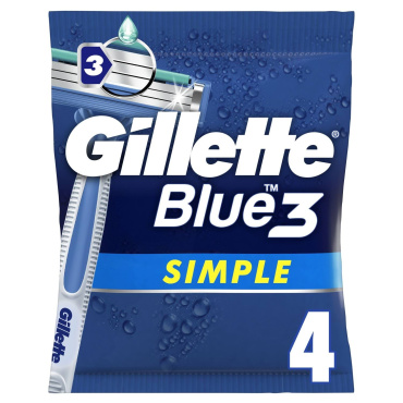 Одноразовые мужские бритвы Gillette Blue Simple 3, 4 шт