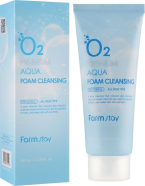 Пенка для умывания FarmStay O2 Premium Aqua Cleansing Foam кислородная 100 мл фото 1