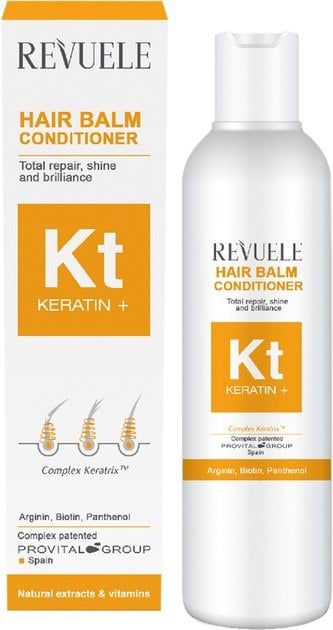 Кондиционер для блеска и сияния волос Revuele Keratin+ восстанавливающий 200 мл