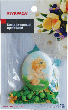 Прикраса кондитерська Украса Пасхальне яйце з друком та посипкою, 1 шт фото 4