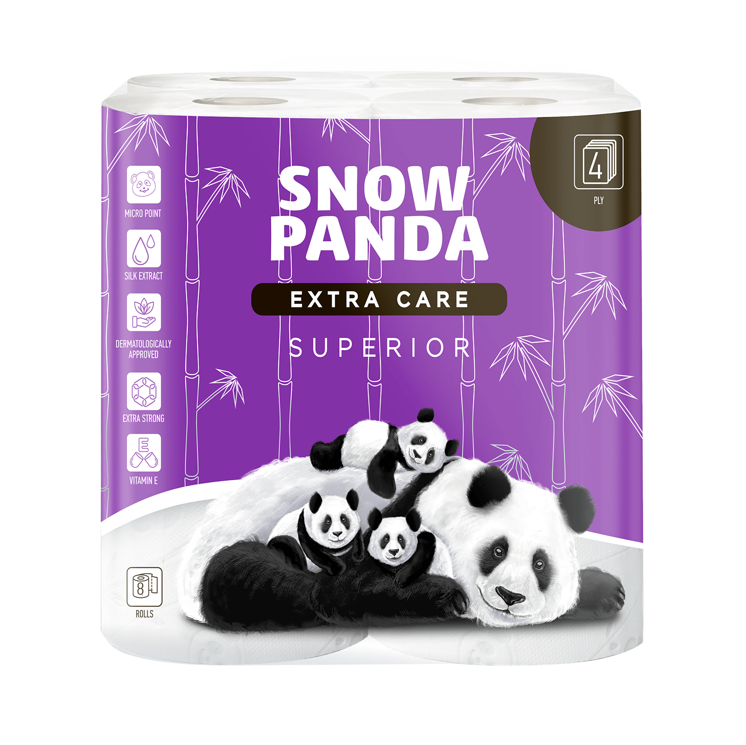 Снежная панда Extra Care туал бумага 8шт Superior