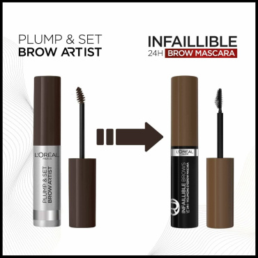 Объемная тушь для бровей L'Oreal Paris Infaillible Brows с эффектом до 24 часов Коричневый 4.9 мл фото 1