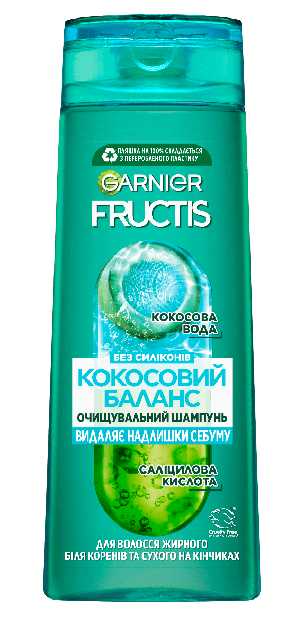 Шампунь Garnier Fructis Баланс зволоження для волосся, жирного біля коріння та сухого на кінчиках, 400 мл