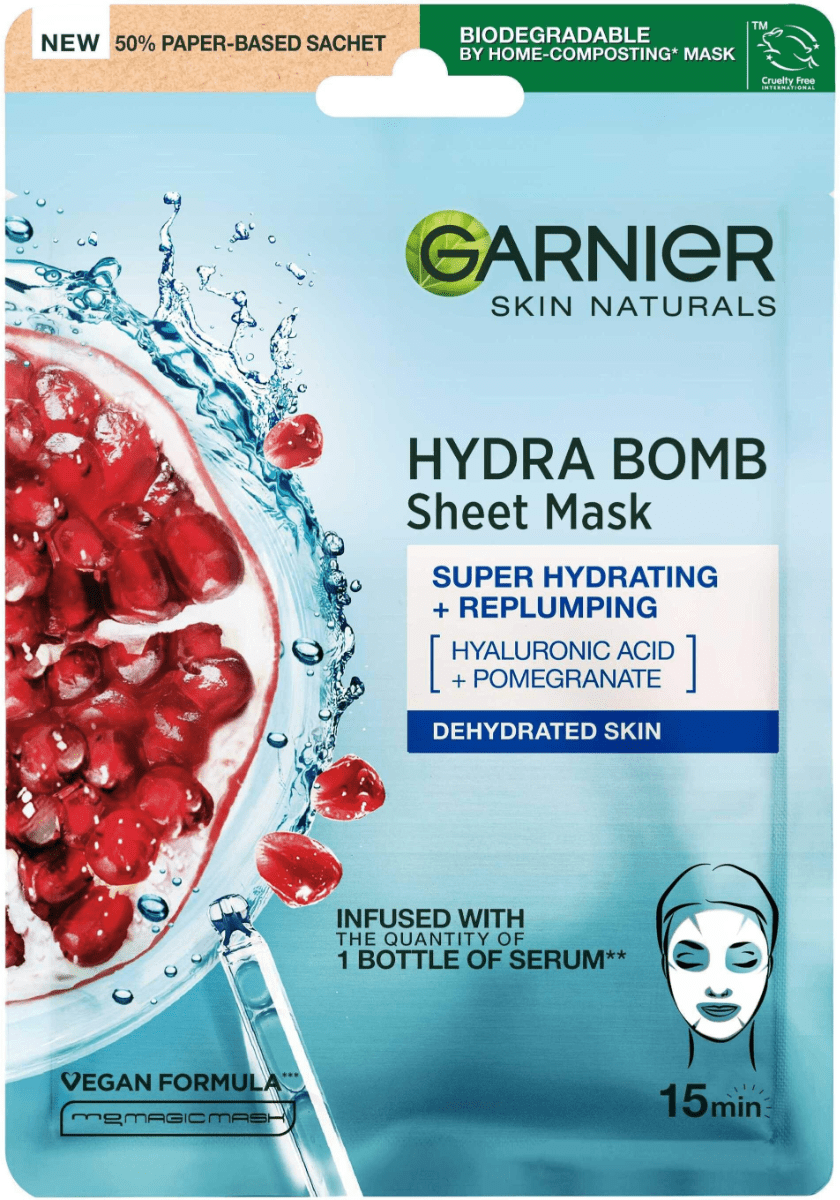 Тканинна маска для обличчя Garnier Skin Naturals Зволоження + Аква бомба 32 г