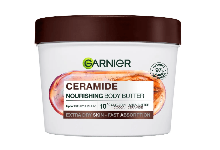 Крем-баттер Garnier живильний з керамідами та какао для сухої шкіри тіла, рук та ног, 380 мл