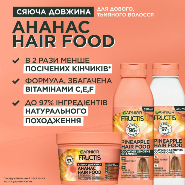 Маска Fructis Superfood Ананас для довгого тьмяного волосся, 390 мл фото 8