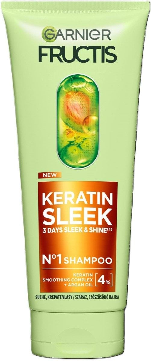 Шампунь для волосся Garnier Fructis Keratin Sleek розгладження та блиск 200 мл
