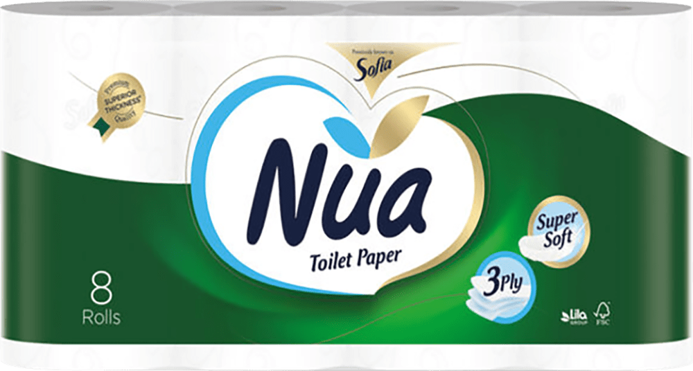 Nua туалетная бумага белая 3 слоя, 8шт